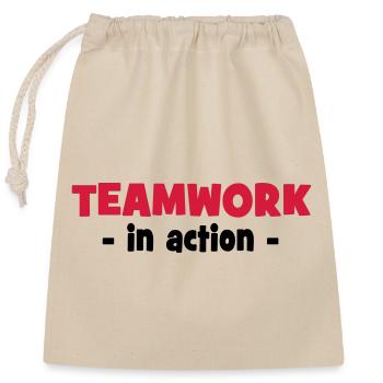 Teamwork in Action - Closable cotton gift bag (25x30cm) - nature - Front