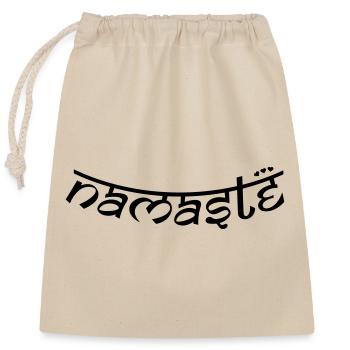 OM NAMASTE BOW - Verschließbarer Geschenkbeutel aus Baumwolle (25x30cm) - Natur - Vorne