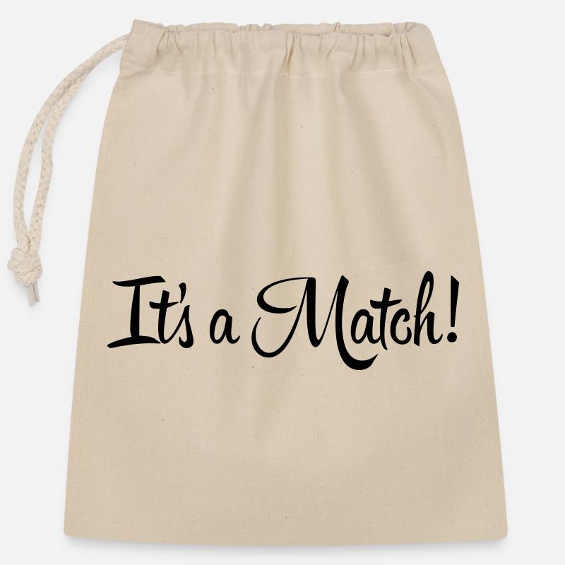 Es ist ein Match! - Verschließbarer Geschenkbeutel aus Baumwolle (25x30cm) - Natur