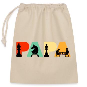 Chess Papa Retro Board Game Strategy Chess Dad - Closable cotton gift bag (25x30cm) - nature - Front