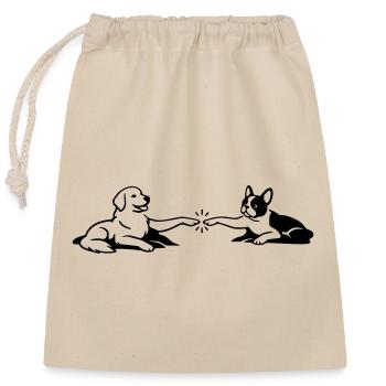Dogs Touch Paws Michelangelo - Closable cotton gift bag (25x30cm) - nature - Front