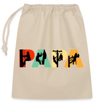 Papa Lineman Retro Silhouette Typografie - Verschließbarer Geschenkbeutel aus Baumwolle (25x30cm) - Natur - Vorne