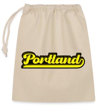 Portland Neon Schriftzug - Verschließbarer Geschenkbeutel aus Baumwolle (25x30cm) - Natur - Vorne