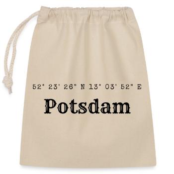 Potsdam Koordinaten - Verschließbarer Geschenkbeutel aus Baumwolle (25x30cm) - Natur - Vorne