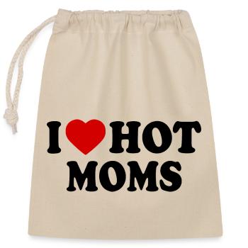 I love hot moms - Verschließbarer Geschenkbeutel aus Baumwolle (25x30cm) - Natur - Vorne