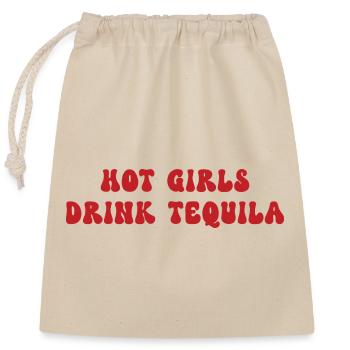 Humorous Aperitif Girls Drink Tequila - Closable cotton gift bag (25x30cm) - nature - Front