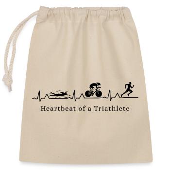 Heartbeat of a Triathlete  - Verschließbarer Geschenkbeutel aus Baumwolle (25x30cm) - Natur - Vorne