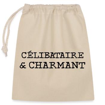 Célibataire et Charmant  - Sac cadeau en coton avec cordon (25 x 30 cm) - nature - Devant