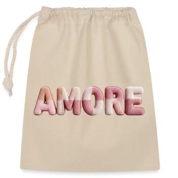 Patchwork de design de police romantique Amore - Sac cadeau en coton avec cordon (25 x 30 cm) - nature - Devant
