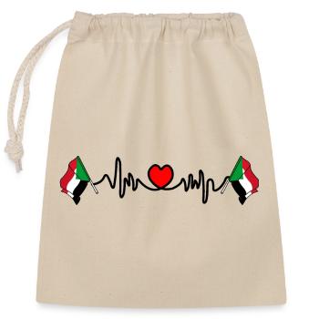 Drapeau cardio de fréquence cardiaque Soudan - Sac cadeau en coton avec cordon (25 x 30 cm) - nature - Devant