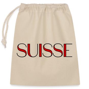 SWITZERLAND. COUNTRY. GENEVA. HUMOR. FLAG. GENEVA - Closable cotton gift bag (25x30cm) - nature - Front