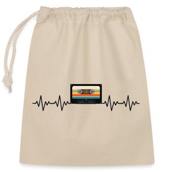 Cassette Retro ECG Heartbeat - Sac cadeau en coton avec cordon (25 x 30 cm) - nature - Devant