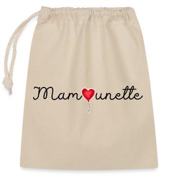 Mamounette - Idée cadeau maman et grossesse  - Sac cadeau en coton avec cordon (25 x 30 cm) - nature - Devant