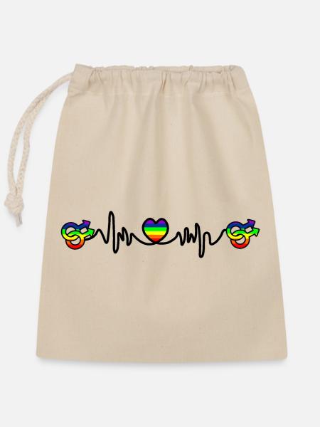 Homo Herzschlag Cardio - Verschließbarer Geschenkbeutel aus Baumwolle (25x30cm) - Natur