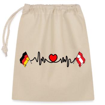 Cardio coeur avec drapeau Allemagne, drapeau autriche - Sac cadeau en coton avec cordon (25 x 30 cm) - nature - Devant