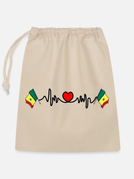 Herzfrequenz-Cardio für Senegal - Verschließbarer Geschenkbeutel aus Baumwolle (25x30cm) - Natur