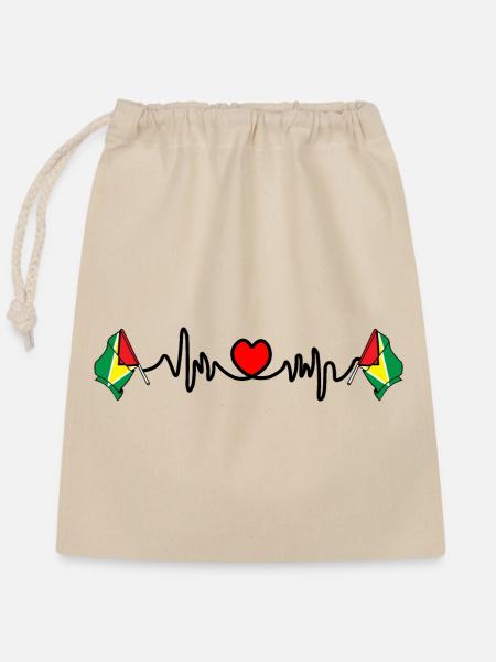 Herzfrequenz-Cardio für Guyana - Verschließbarer Geschenkbeutel aus Baumwolle (25x30cm) - Natur