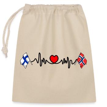 Cardio heart Flag Finland, flag Norway - Closable cotton gift bag (25x30cm) - nature - Front