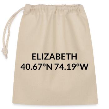 Elizabeth, New Jersey, États-Unis Coordonnées - Sac cadeau en coton avec cordon (25 x 30 cm) - nature - Devant