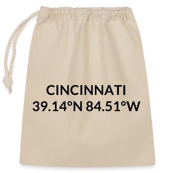 Cincinnati Ohio USA Koordinaten - Verschließbarer Geschenkbeutel aus Baumwolle (25x30cm) - Natur - Vorne