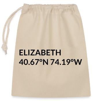 Elizabeth, New Jersey, États-Unis Coordonnées - Sac cadeau en coton avec cordon (25 x 30 cm) - nature - Devant