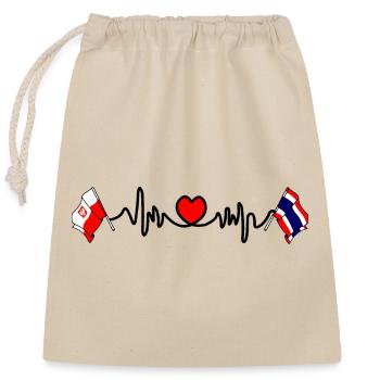 Cardio Heart Flagge Polen, Thailand - Verschließbarer Geschenkbeutel aus Baumwolle (25x30cm) - Natur - Vorne