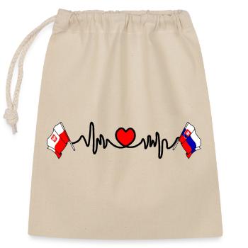 Cardio Herz Flagge Polen, Slowakei - Verschließbarer Geschenkbeutel aus Baumwolle (25x30cm) - Natur - Vorne