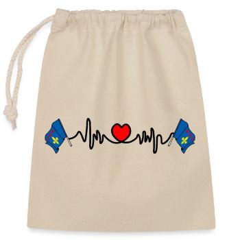 Design – Provence Flag with Heartbeat - Closable cotton gift bag (25x30cm) - nature - Front