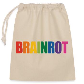 Brainrot - Funny Gen Alpha Slang Memes - Closable cotton gift bag (25x30cm) - nature - Front