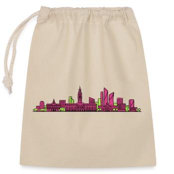 Lille City Skyline Glockenturm Moderne Linienkunst - Verschließbarer Geschenkbeutel aus Baumwolle (25x30cm) - Natur - Vorne