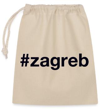 Zagreb Hrvatska Croatia Kroatien Hashtag - Closable cotton gift bag (25x30cm) - nature - Front