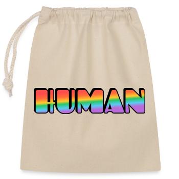 Rainbow Human Typografie - Verschließbarer Geschenkbeutel aus Baumwolle (25x30cm) - Natur - Vorne