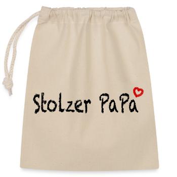 Stolzer Papa Geschenk - Verschließbarer Geschenkbeutel aus Baumwolle (25x30cm) - Natur - Vorne
