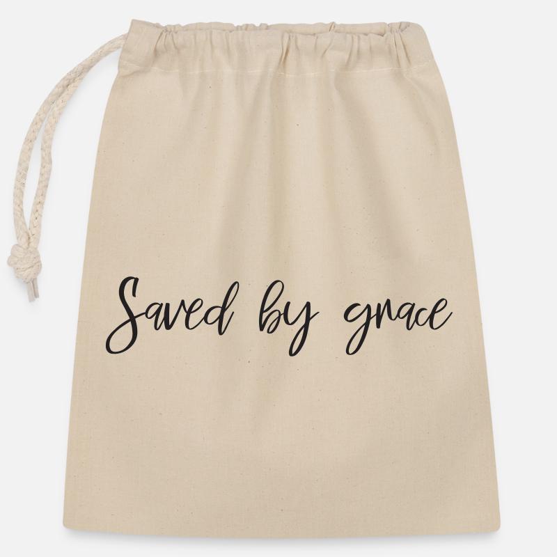 Sauvé par la grâce - Sac cadeau en coton avec cordon (25 x 30 cm) - nature