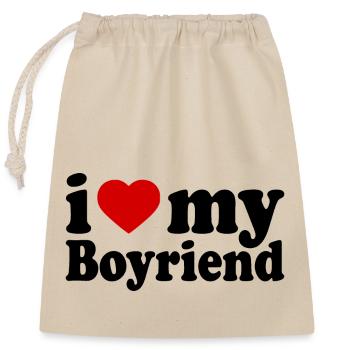 I love my boyfriend - Verschließbarer Geschenkbeutel aus Baumwolle (25x30cm) - Natur - Vorne