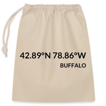 Buffalo New York USA Koordinaten - Verschließbarer Geschenkbeutel aus Baumwolle (25x30cm) - Natur - Vorne