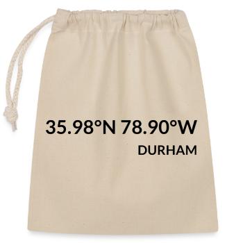 Durham, Caroline du Nord, États-Unis Coordonnées - Sac cadeau en coton avec cordon (25 x 30 cm) - nature - Devant