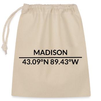 Coordonnées de Madison, Wisconsin, États-Unis - Sac cadeau en coton avec cordon (25 x 30 cm) - nature - Devant