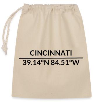 Cincinnati Ohio USA Koordinaten - Verschließbarer Geschenkbeutel aus Baumwolle (25x30cm) - Natur - Vorne