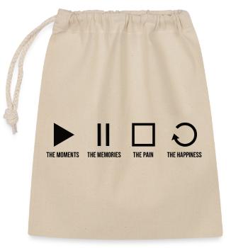 Pleine conscience, moments, souvenirs, bonheur - Sac cadeau en coton avec cordon (25 x 30 cm) - nature - Devant