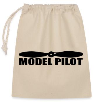 Modèle Pilot - Sac cadeau en coton avec cordon (25 x 30 cm) - nature - Devant