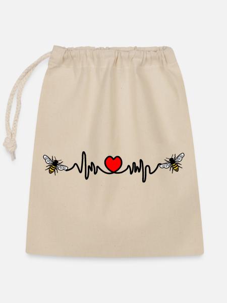 Cardio-Liebe für Bienen - Verschließbarer Geschenkbeutel aus Baumwolle (25x30cm) - Natur