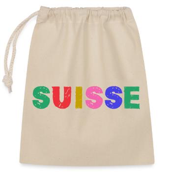 SWITZERLAND - Closable cotton gift bag (25x30cm) - nature - Front