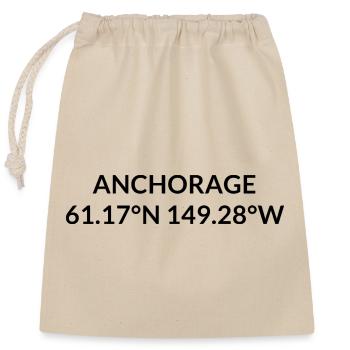 Anchorage Alaska USA Koordinaten - Verschließbarer Geschenkbeutel aus Baumwolle (25x30cm) - Natur - Vorne