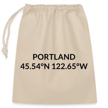 Portland Oregon USA Koordinaten - Verschließbarer Geschenkbeutel aus Baumwolle (25x30cm) - Natur - Vorne
