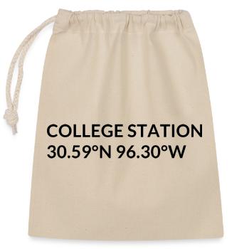 College Station, Texas, USA Coordinates - Closable cotton gift bag (25x30cm) - nature - Front