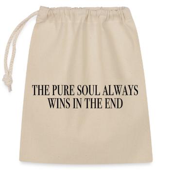 L’âme gagne - Slogan Shirts Motivation - Sac cadeau en coton avec cordon (25 x 30 cm) - nature - Devant