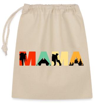 Mama Camping Retro Sunset Hiking Silhouette - Verschließbarer Geschenkbeutel aus Baumwolle (25x30cm) - Natur - Vorne