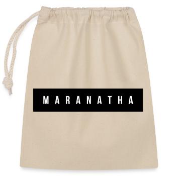 Maranatha Wordmark on Bold Black - Verschließbarer Geschenkbeutel aus Baumwolle (25x30cm) - Natur - Vorne