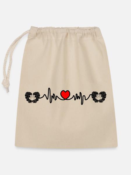 Herzfrequenz Cardio Twin Twins - Verschließbarer Geschenkbeutel aus Baumwolle (25x30cm) - Natur